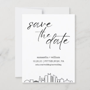 Pittsburgh Skyline MINIMALIST Save the Date Kaart