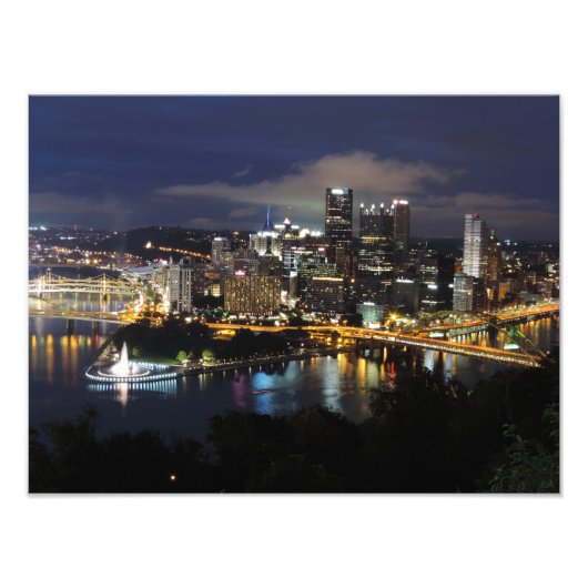 Pittsburgh Skyline op Dusk Print Foto Afdruk (Voorkant)