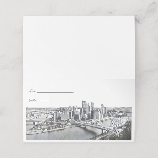 Pittsburgh Skyline Place Cards Plaatskaartje (Buitenkant ongevouwen)