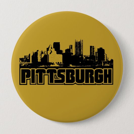 Pittsburgh Skyline Ronde Button 4,0 Cm (Voorkant)