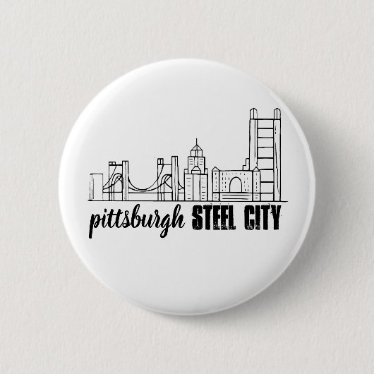 Pittsburgh Skyline Ronde Button 5,7 Cm (Voorkant)