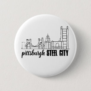 Pittsburgh Skyline Ronde Button 5,7 Cm