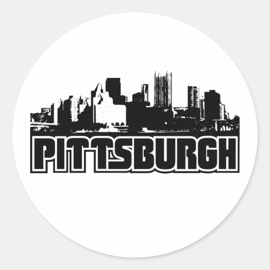Pittsburgh Skyline Ronde Sticker (Voorkant)