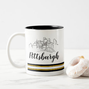 Pittsburgh Skyline Steelers Tweekleurige Koffiemok