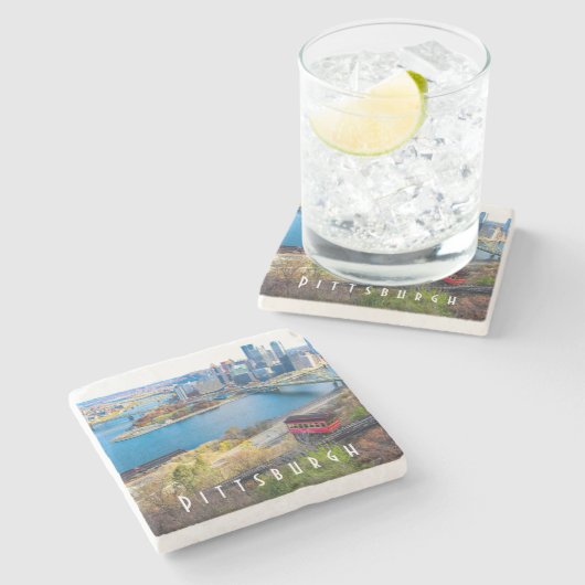 Pittsburgh Skyline Stenen Onderzetter (Zijkant)