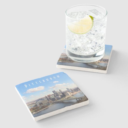 Pittsburgh Skyline Stone Onderzetter (Zijkant)