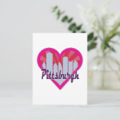 Pittsburgh Skyline Sunburst Heart Briefkaart (Staand voorkant)