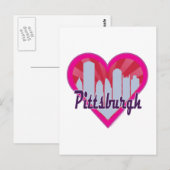Pittsburgh Skyline Sunburst Heart Briefkaart (Voorkant / Achterkant)