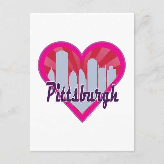 Pittsburgh Skyline Sunburst Heart Briefkaart (Voorkant)