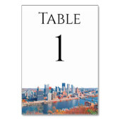 Pittsburgh Skyline Table Numbers Kaart (Achterkant)
