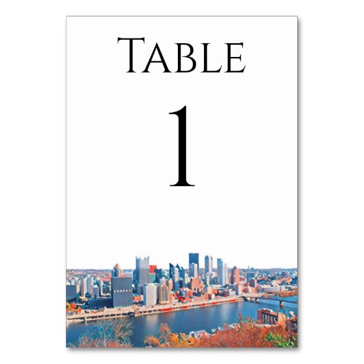 Pittsburgh Skyline Table Numbers Kaart (Achterkant)