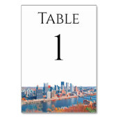 Pittsburgh Skyline Table Numbers Kaart (Voorkant)