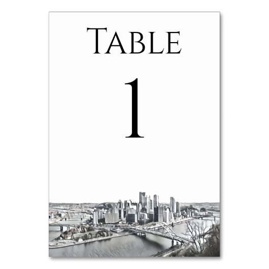 Pittsburgh Skyline Table Numbers Kaart (Achterkant)