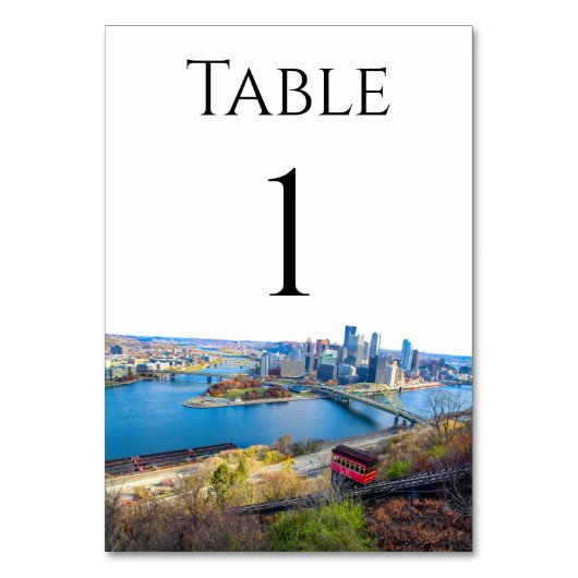 Pittsburgh Skyline Table Numbers Kaart (Achterkant)