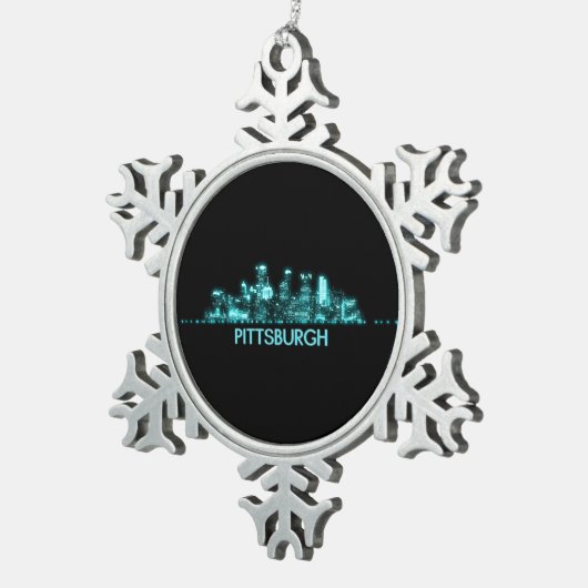 Pittsburgh Skyline Tin Sneeuwvlok Ornament (Rechts)