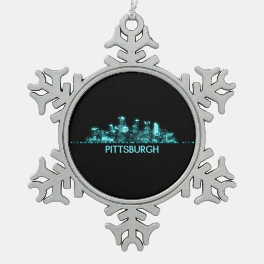 Pittsburgh Skyline Tin Sneeuwvlok Ornament (Voorkant)