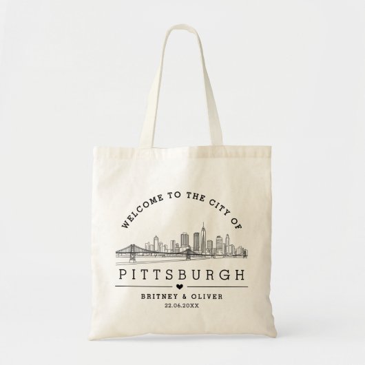 Pittsburgh Skyline Tote Bag – Op maat gemaakte huw (Voorkant)