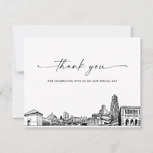 Pittsburgh Skyline trouwfoto dank u kaart (Voorkant)