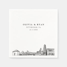 Pittsburgh Skyline Trouwpapier Cocktail servet