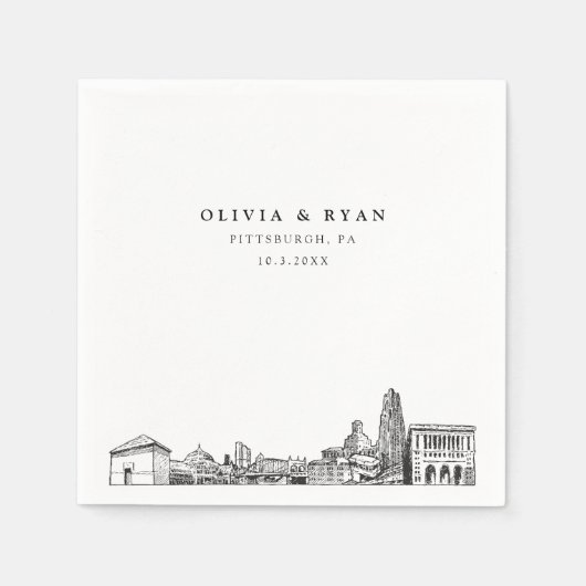 Pittsburgh Skyline Trouwpapier Cocktail servet (Voorkant)