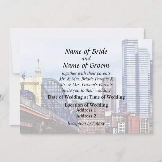 Pittsburgh Skyline van Smithfield St Bridge Kaart (Voorkant)