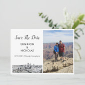Pittsburgh Skyline Verloving Photo Save the Date (Staand voorkant)