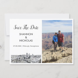 Pittsburgh Skyline Verloving Photo Save the Date