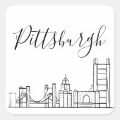 Pittsburgh Skyline Vierkante Sticker (Voorkant)