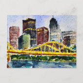 Pittsburgh Skyline waterverf schilderij Briefkaart (Voorkant)