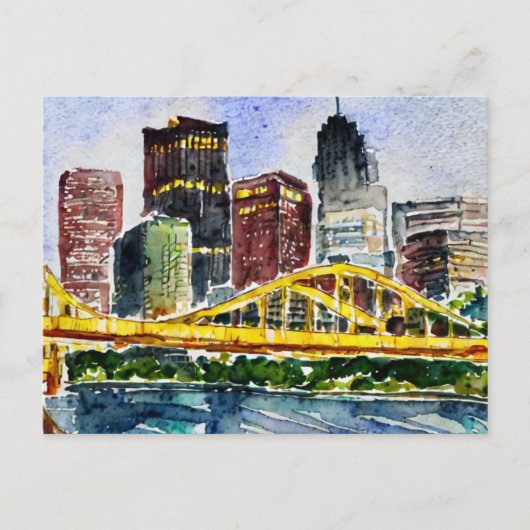 Pittsburgh Skyline waterverf schilderij Briefkaart (Voorkant)