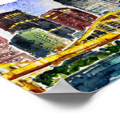 Pittsburgh Skyline waterverf schilderij Poster (Hoek)
