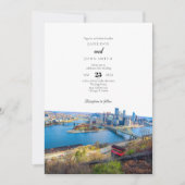 Pittsburgh Skyline Wedding Invitation Kaart (Voorkant)