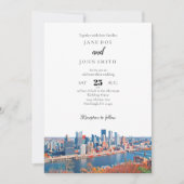 Pittsburgh Skyline Wedding Invitation Kaart (Voorkant)