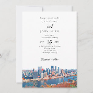 Pittsburgh Skyline Wedding Invitation Kaart
