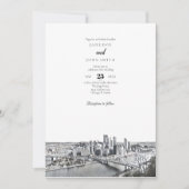 Pittsburgh Skyline Wedding Invitation Kaart (Voorkant)