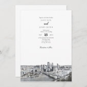 Pittsburgh Skyline Wedding Invitation Kaart (Voorkant / Achterkant)