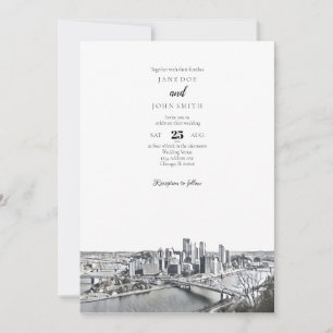 Pittsburgh Skyline Wedding Invitation Kaart