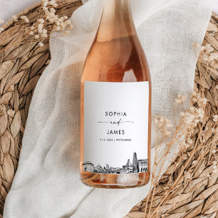 Pittsburgh Skyline Wijn Etiket