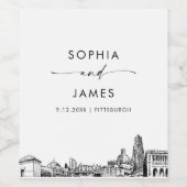 Pittsburgh Skyline Wijn Etiket (Enkel label)