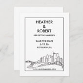 Pittsburgh sparen de Datum - de Veldlijn (zwart) Save The Date (Voorkant / Achterkant)