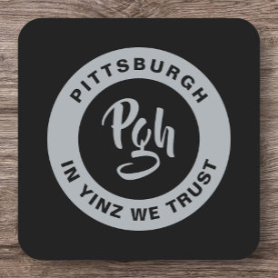 Pittsburgh Sports Yinz Custom Barware Square Pap Kartonnen Onderzetters