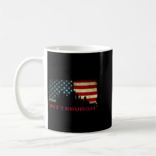Pittsburgh stads silhouet kunst usa vlag staal sta koffiemok