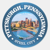 Pittsburgh (steden) ronde sticker (Voorkant)