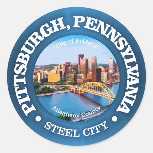 Pittsburgh (steden) ronde sticker (Voorkant)