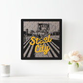 Pittsburgh Steel City Bridge Skyline Pennsylvania  Vierkante Klok (Huis)