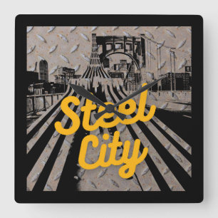 Pittsburgh Steel City Bridge Skyline Pennsylvania Vierkante Klok