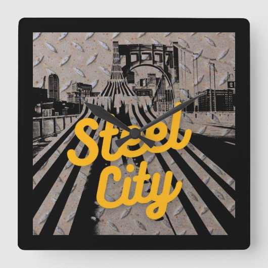 Pittsburgh Steel City Bridge Skyline Pennsylvania  Vierkante Klok (Voorkant)