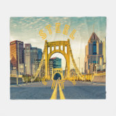 Pittsburgh Steel City Skyline 412 Pennsylvania Can Fleece Deken (Voorkant (Horizontaal))