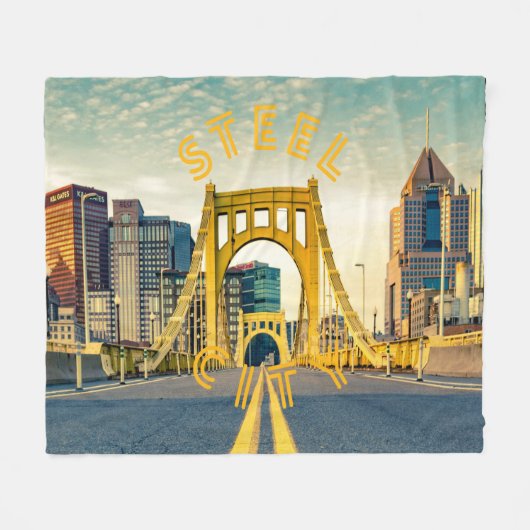 Pittsburgh Steel City Skyline 412 Pennsylvania Can Fleece Deken (Voorkant (Horizontaal))