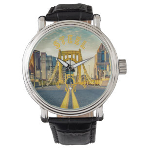 Pittsburgh Steel City Skyline 412 Pennsylvania Can Horloge